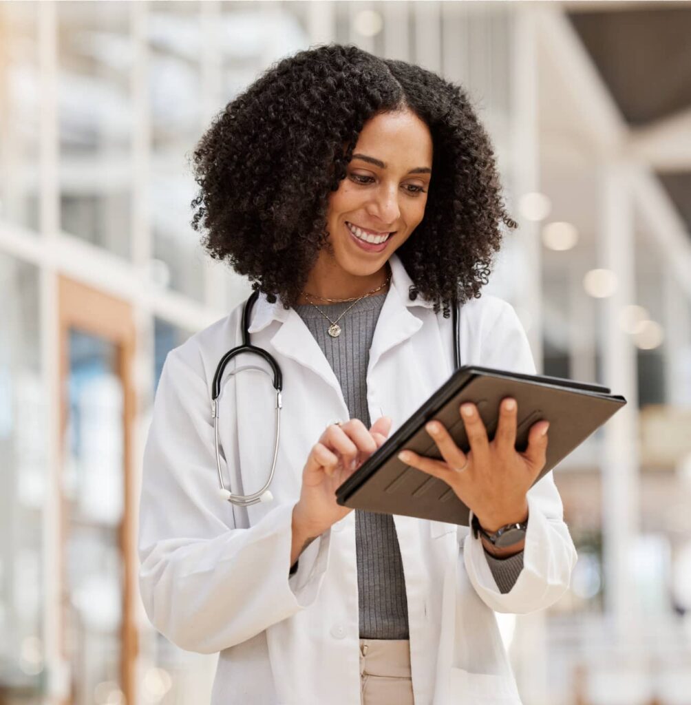 Healthcare professional with table